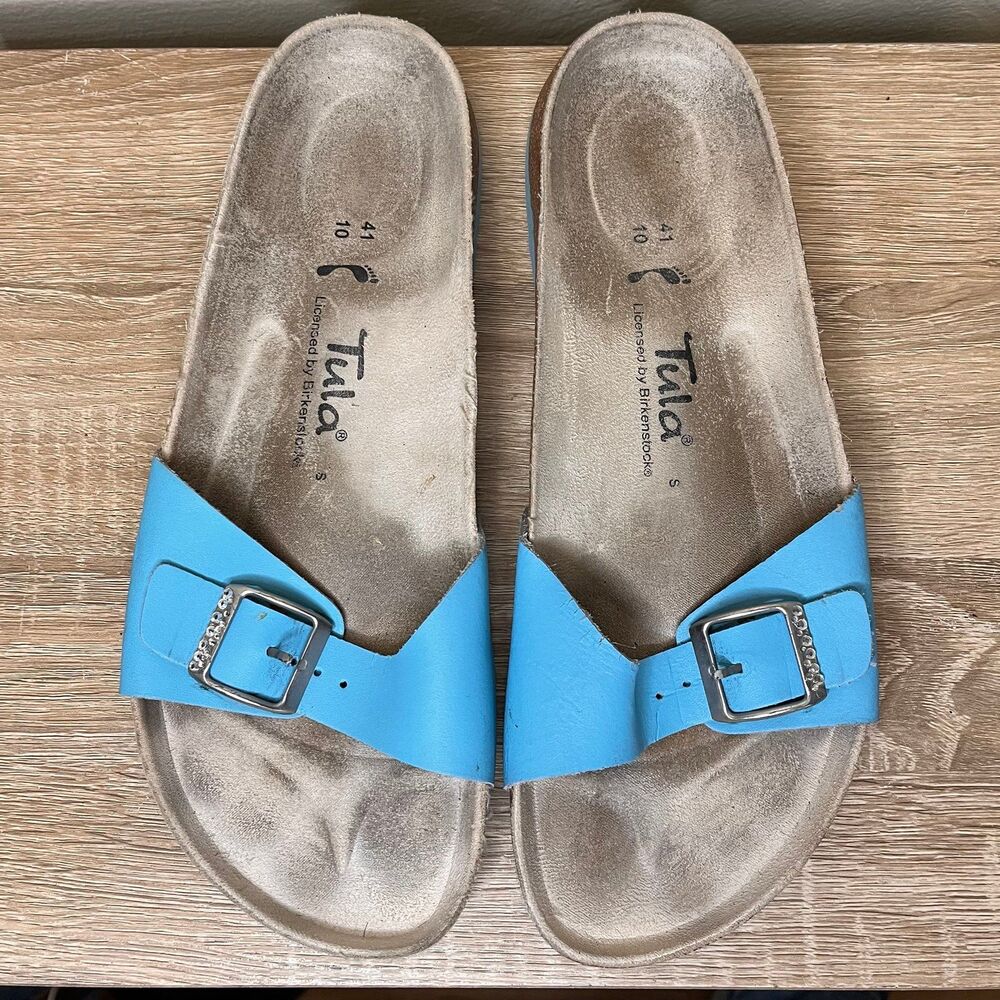Birkenstock Tula Madrid Slide Sandals Buckle Turquoise Blue Women’s 10  EU 41